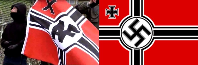Drapeau antifa - drapeau nazi