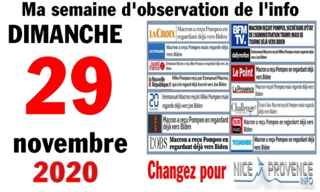 Ma semaine d’observation de l’info (29 novembre 2020)