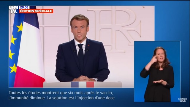 Macron - 9 novembre 2021 - Immunité diminue