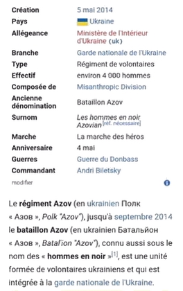 Milice nazie Ukraine Azov (détails)