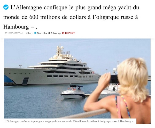 Allemagne confisque yacht oligarque russe