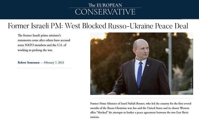 European Conservative - Former Israeli PM West Blocked Russo-Ukraine Peace Deal