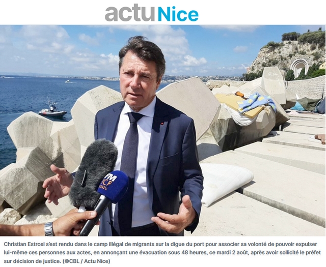 Estrosi - Clandestins - Port Nice - Août 2022