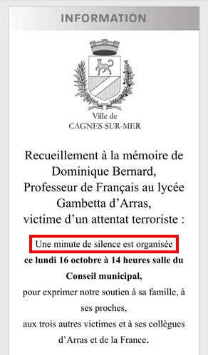 Mairie Cagnes-sur-Mer - Minute silence
