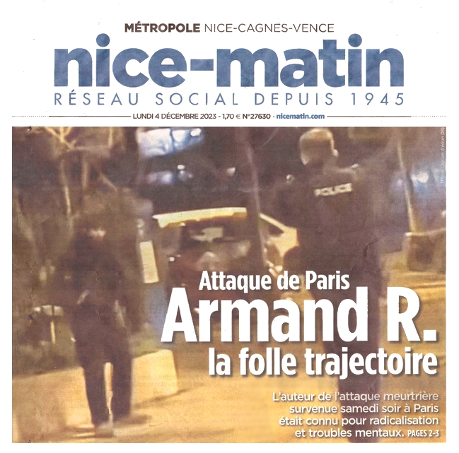Nice-Matin - 4 décembre 2023 - Armand terroriste