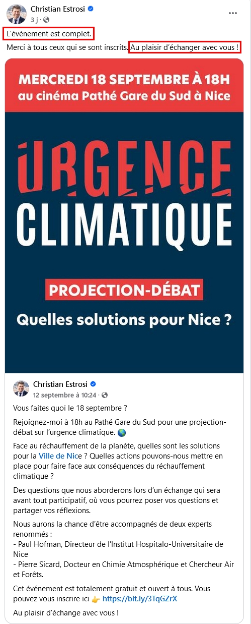 Christian Estrosi - Urgence climat 2024