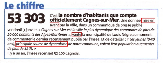 Nice-Matin - 10 janvier 2025 - Recensement Cagnes-sur-Mer