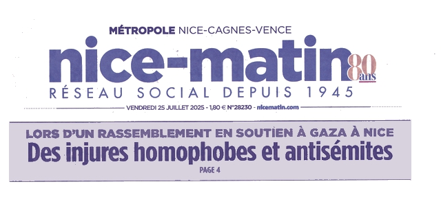 NIce-Matin - 28 juillet 2025 - Palestine homophobes