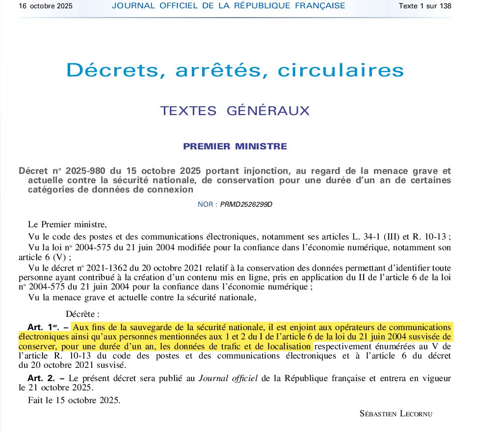 Décret 2025-980 - 15 octobre 2025