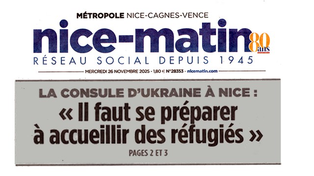 Nice-Matin - 26 novembre 2025 - Réfugiés ukrainiens