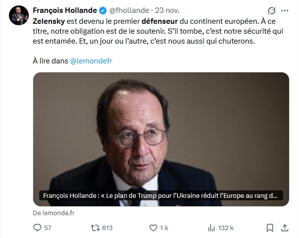 Hollande Zelensky Défenseur Europe