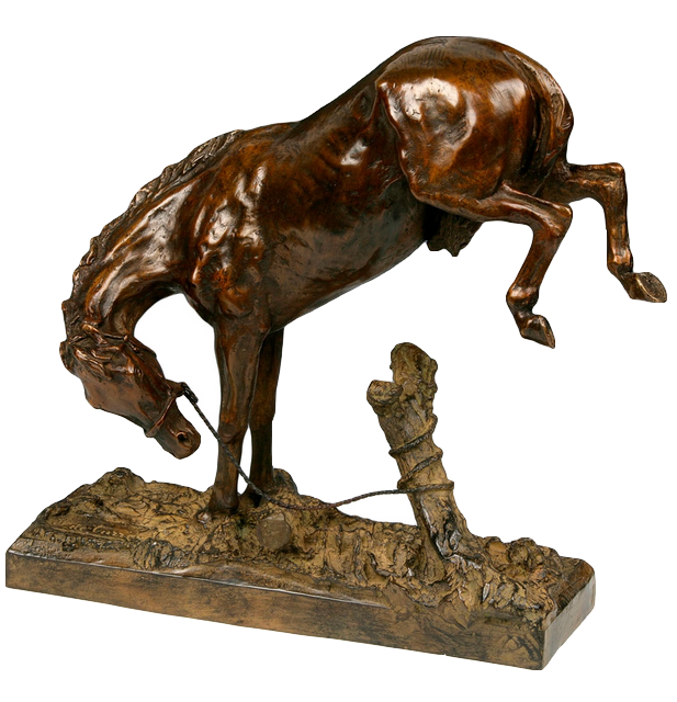 de Cursay – Ruade cheval Cette sculpture en bronze, réalisée par De Cursay, est une magnifique représentation de la ruade d'un cheval. Bronze en tirage limité à 25 exemplaires numérotés.