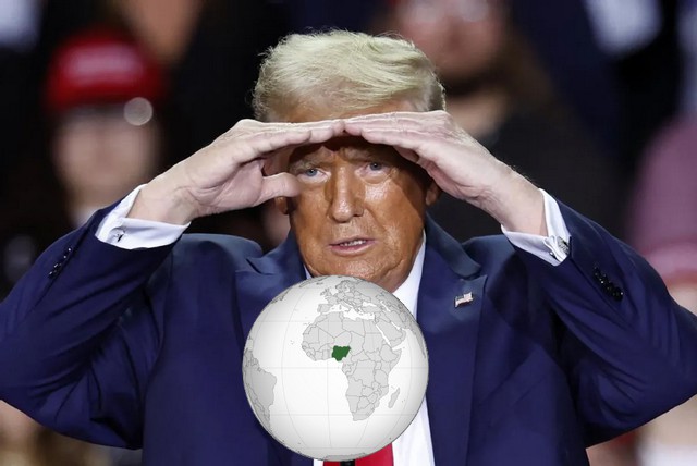 Trump regardant au loin – Nigéria Trump regardant au loin - Nigéria