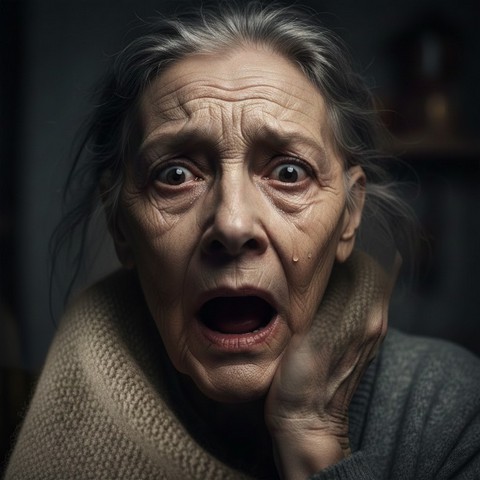 Vieille dame apeurée Vieille dame apeurée