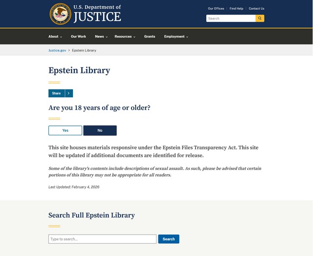 Department of Justice Epstein Library
