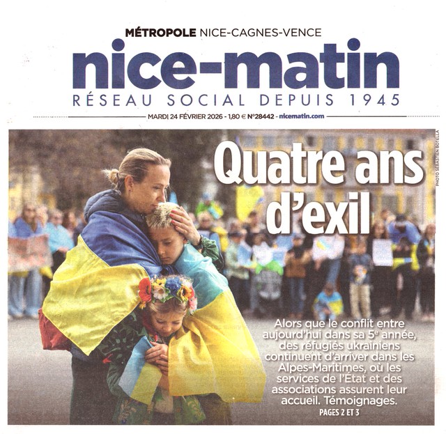 Nice-Matin - 24 février 2026 - Exil Ukrainiens