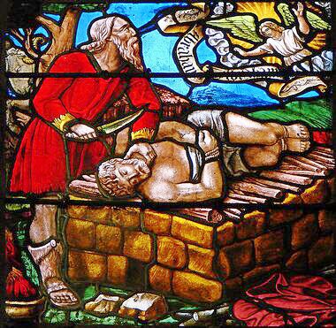 Abraham sacrifie son fils Isaac - Vitrail gothique - Troyes