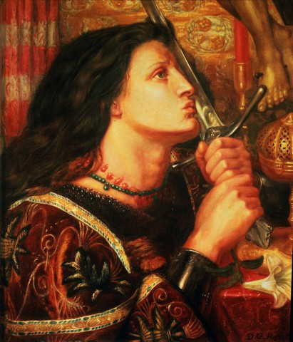 Jean Arc embrassant épée victoire - Rossetti